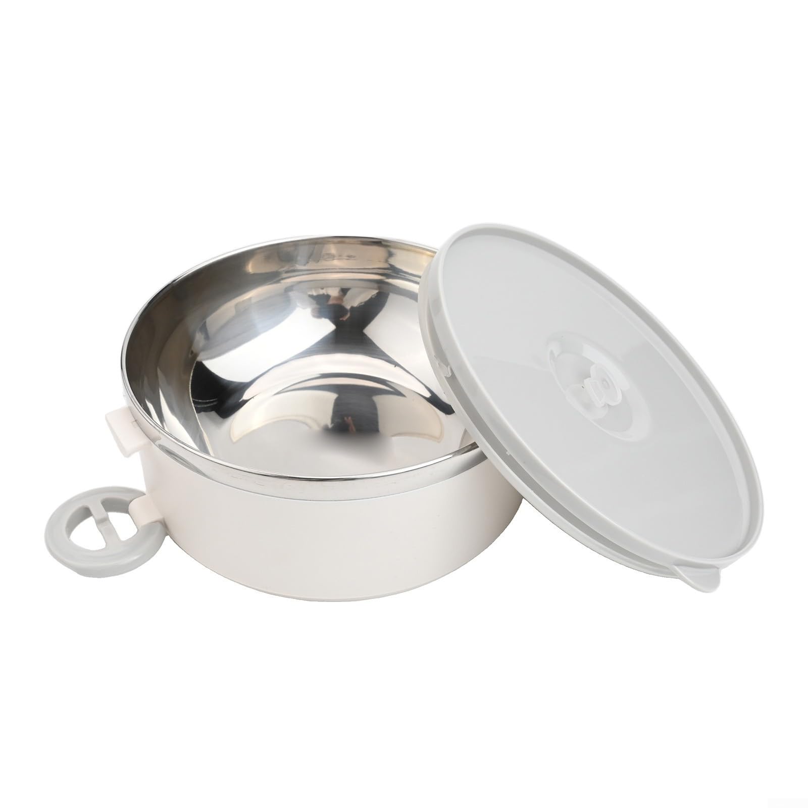 Isolierte Lunchbox 4-lagig 304 Edelstahl, Outdoor Kochbox mit Griff und Klappbesteck, Weiß Thermobehälter für Lebensmittel