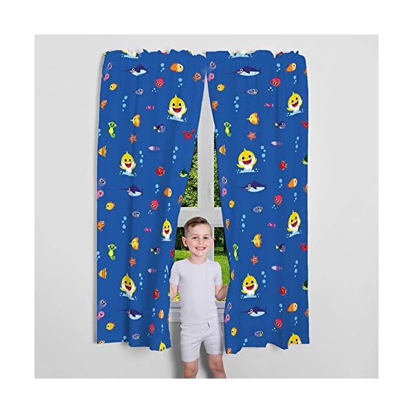 Franco Fenstervorhänge für Kinderzimmer, 208,3 x 160 cm, Baby Shark – Bild 3