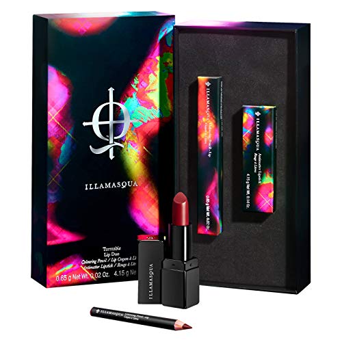 Illamasqua TURNTABLE LIP DUO Antimatter Lipstick in Turntable and mini Colouring Lip Pencil in Severity