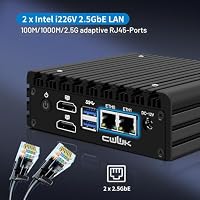 CWWK X86-P6 N150 Mini PC Fanless (Upgraded N100), Firewall Appliance Mini Computer with 2 x i226-V 2.5GbE LAN, OPNsense Micro PC Barebone DDR5 NO RAM/SSD/OS, 2-Display, AES-NI – Ansicht 4