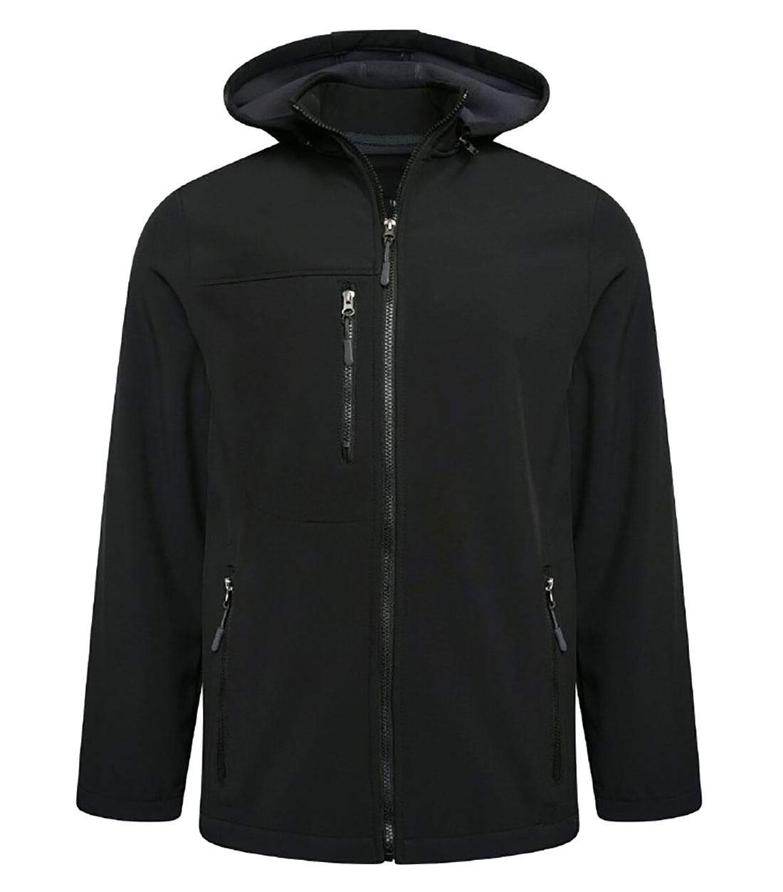 21Fashion Męska kurtka Soft Shell wodoodporna zapinana na zamek błyskawiczny dorośli długi rękaw ciepły płaszcz zimowy mały/5XL, Black, XL