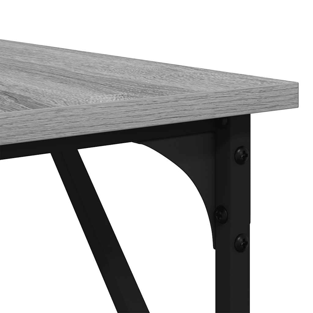 Escritorio Sonoma gris 149 x 149 x 75 cm, madera en forma de L, mesa de oficina con patas ajustables y marco de metal para una amplia superficie de trabajo