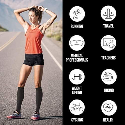 Go2Socks Compression Socks for Men Women Nurses Runners 20-30mmHg Medical Stocking Athletic(NEW Black 2 Pair, XL)