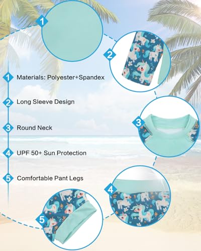 Image of ALVA 2 Pcs Long Sleeve Rash Guard Swim Diaper Sets, Baby Toddler Swimsuit UPF 50+ Sun Protection for Boy and Girl