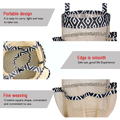Image of PRETTY KRAFTS Mesh Shower Caddy Tote Bag 8 Pockets, Hanging Portable Toiletry Bag for Men and Women, College Dorm Essentials Quick Dry Bath Organizer for College Dorms, Gym, Camp - Beige Black