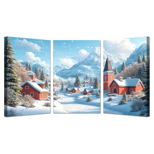Posters impression sur toile boho bleu 30x45cm - Cadre photo foret hiver