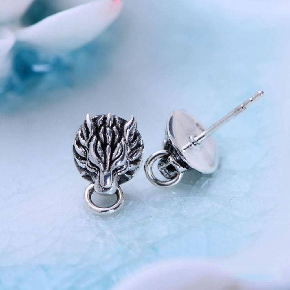 Earrings for Girls, Sterling Earring Retro Thai Wolf Head Male Ear Stud