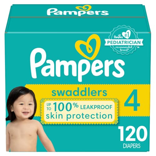 Image of Pampers Baby Diapers - Swaddlers - Size 4, 120 Count, Ultra Absorbent Disposable Infant Diaper