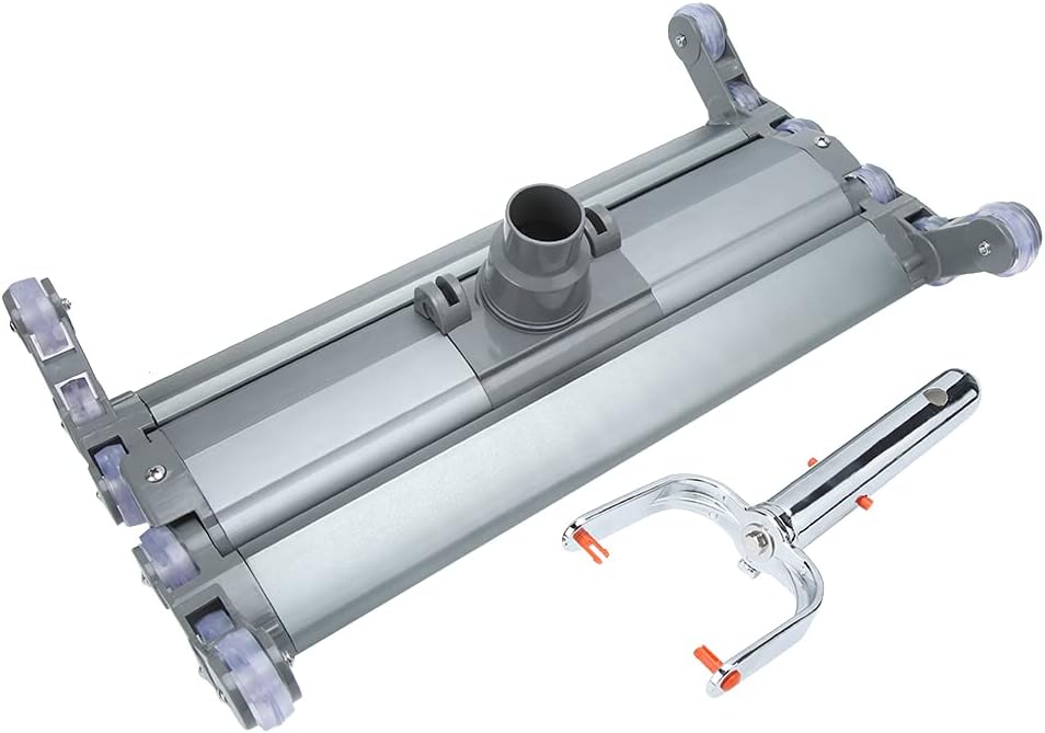 Swimming Pool Vacuum Head 18in Aluminum Alloy Heavy Duty Pool Suction Cleaner with 12 Rollers and 360° Rotation for Inground Pools and Spas Durable 45.5x29cm