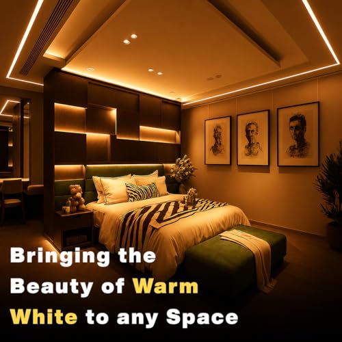 Image of MoonlitDreams 10M LED Rope Light | 120 LEDs /M Waterproof Strip Light | Warm White Flexible Cove Light for False Ceiling, Balcony, Bedroom, & Indoor Outdoor Decoration | Plug & Play Decorative Light