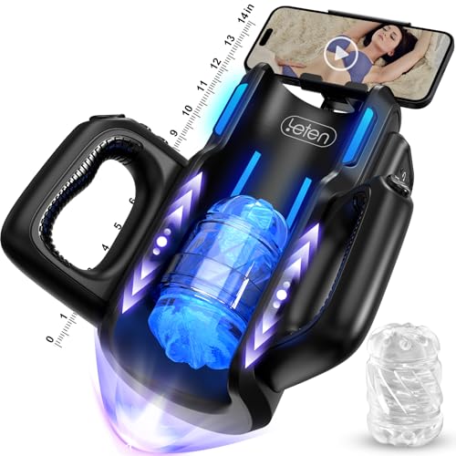 Sex Toys for Men Male Masturbator-Automatic Electric Male Sex Toys with 12times/s Thrusting, Men Sex Toys Adult Toys with Phone Holder and 2 Soft Silicone Pocket Pussy Hand Free Penis Training Stroker