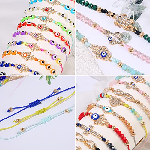Ilgant 36Pcs Evil Eye Bracelets Pack Mexican Adjustable Bracelets Mal De Ojo Blue Red Black String Knot Bracelet Set Hamsa Bracelets Protection Beaded Bracelets Jewelry For Women Teen Girls #TOP1