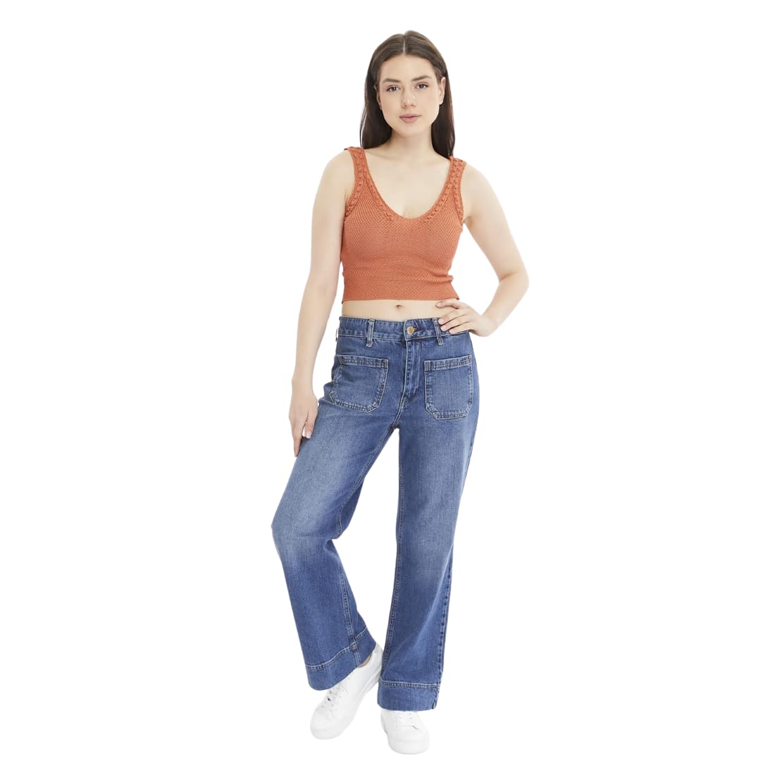 kene jeans buzkar kadın yüksek bel bilek boy kot/denim wide…