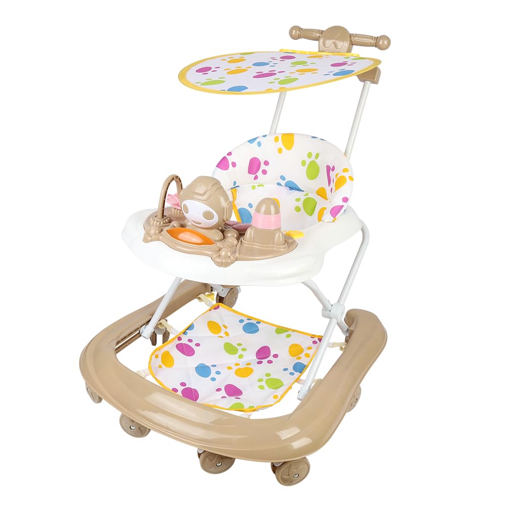 5 en 1 Trotteur Bébé avec 5 Hauteurs Réglables, Trotteur Bebe Marche Pliable avec Plateau d'activités Musical Amovible, De 6 à 18 mois, Jusqu'à 12 kg (5 en 1, 62x68x36-81 cm, Kaki)