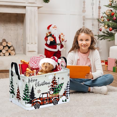Image of Christmas Basket Box Hamper Storage Basket Collapsible Organizer Bin Gift Shelf Baskets for Home and Kitchen Storage