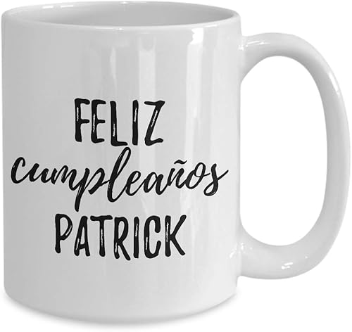 Miniatura 2 de Feliz Cumpleanos Patrick Taza española de feliz cumpleaños personalizado nombre regalo taza de café té grande 15 onzas