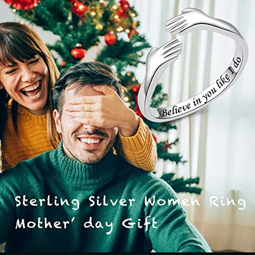 925 Sterling Silver Hug Rings for Women Silver Hugging Ring Jewelry Rings Always My Daughter Forever My Friend Ring for Teen3