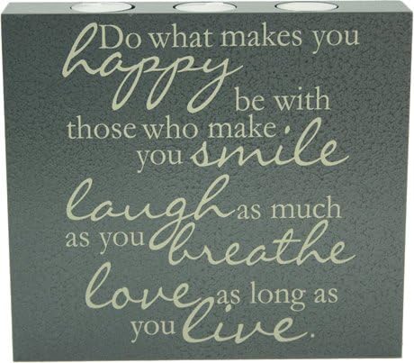 Kindred Hearts / Jada Venia - Elements Collection 3 Tea Light Candle (Charcoal): "Do what makes you happy, be with those who make you smile, laugh as much as you breathe, love as long as you live" (9" x 10") - #1423