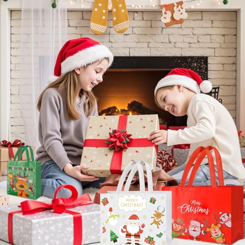 IPQXE 34 Pack Christmas Gift Bags Assorted Sizes- Reusable Tote Bags Non-Woven, Xmas Shopping Bags with Handles, for Christmas Treat Bags, Gifts Wrapping, Xmas Party Supplies 16 Large 18 Small - image 6