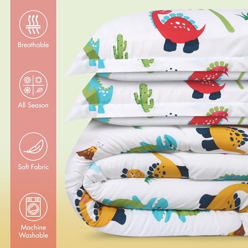 Utopia Bedding All Season Dinosaur Comforter Set with 2 Pillow Cases, 3 Piece Soft Brushed Microfiber Kids Bedding Set for Boys/Girls, Machine Washable (Twin)