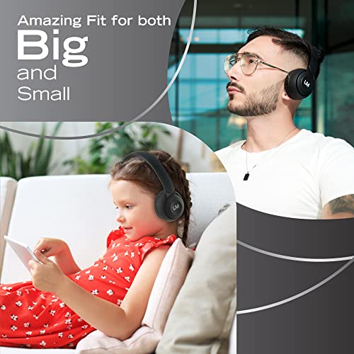 Louise & Mann 2 Bluetooth on-ear hoofdtelefoon, draadloze hoofdtelefoon, hifi stereo, hoofdtelefoon met microfoon, opvouwbare headset, zachte oorkussens voor iPhone/Android/PC/laptop/tv, zwart - Afbeelding 8