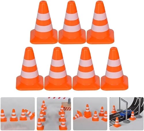 14 Pcs Miniature Safety Cones,Road Cone Orange Mini Traffic Cones Plastic Sign Road Toy Roadblock Cone Sign Model Photo Prop Educational for Kids Small Orange Cones Construction Cones,Safety Barriers - Thumbnail 7