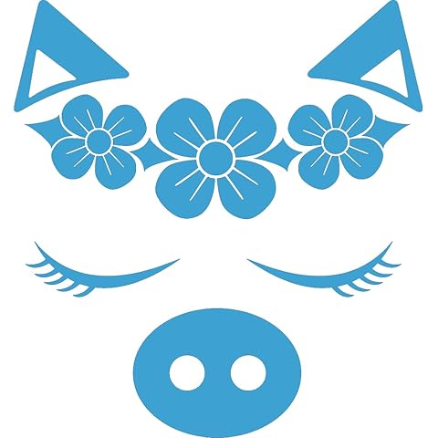Decal Stickers of Pig with Flower Crown (Azure Blue) (Set of 2) Premium Waterproof Vinyl Decal Stickers for Laptop Smartphone Car Dirt Bike Wall Room Mason Jar Bathtub Door - ANDsticd61031BE