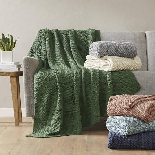 Image of INK+IVY Bree Knit Throw Blanket for Bed, Sofa, and Couch, Lightweight, Breathable, Soft & Cozy Summer Blanket, Throw (50 in x 60 in), Ivory