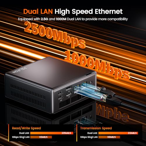 Image of PELADN WO4 Mini Gaming PC - AMD Ryzen 5 5600H(Beats 5700U /7430U) Mini Computers 16GB Dual Channel RAM 512GB SSD, Mini Desktop Computer with Dual NIC LAN 2.5Gbe, WiFi6, BT5.2, Type-C
