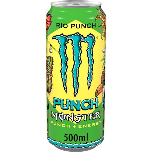 Monster Energy Rio Punch - koffeinhaltiger Energy Drink mit erfrischendem und exotischem Frucht-Geschmack - in praktischen Einweg Dosen (12 x 500 ml)