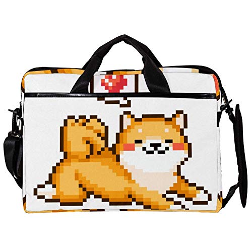 Evita golpes en tu ordenador con el bolso bandolera Dog Pixel Art de 15 pulgadas