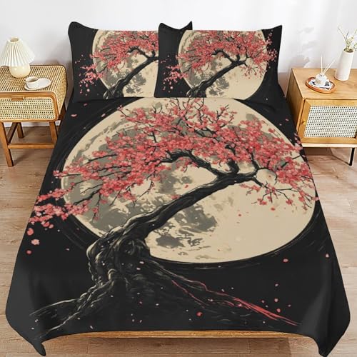 Juego de cama de microfibra de 3 piezas con estampado de flores de ciruelo para dormitorio 2
