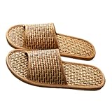 TINEASUR Nordische Hausschuhe Damen und Herren Leichte Geflochtene Indoor Slipper aus Rattangras...