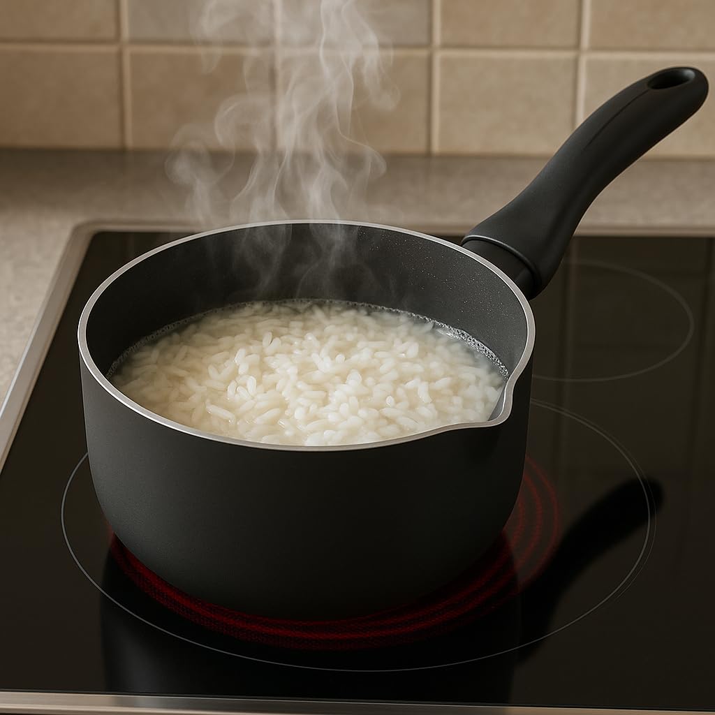 Cazo de Cocina - Pico Vertedor - Alumino - Revestimiento Antiadherente - Capacidad 1 Litro - 16 cm