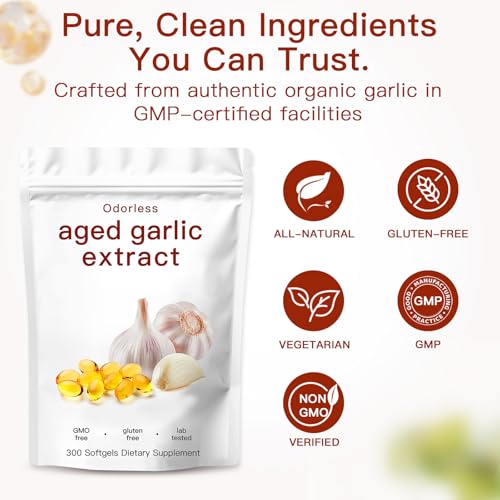 ZEYARUIBO Aged Garlic Extract 300 Count Odorless Organic Garlic Capsules - image 6
