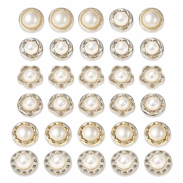 Pearl Button Pins for Clothing, No-Sew Shirt Collar Clips – Decorative Faux Pearl Button Pins for Sweaters, Shirts, Cardigans & Dresses, Removable Clothing Fasteners for Women-picture-36