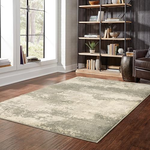 Oriental Weavers Carson Area Rug - 0734D - 3'10" x 5'5" - in Beige/Grey - Modern Industrial Style, Stain Resistant, Family and Pet Friendly, Entrway, Bedroom Rug