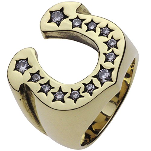【cenote】ホースシュー スター リング ホワイトジルコニア【ブラスアクセサリー】r7006 15号