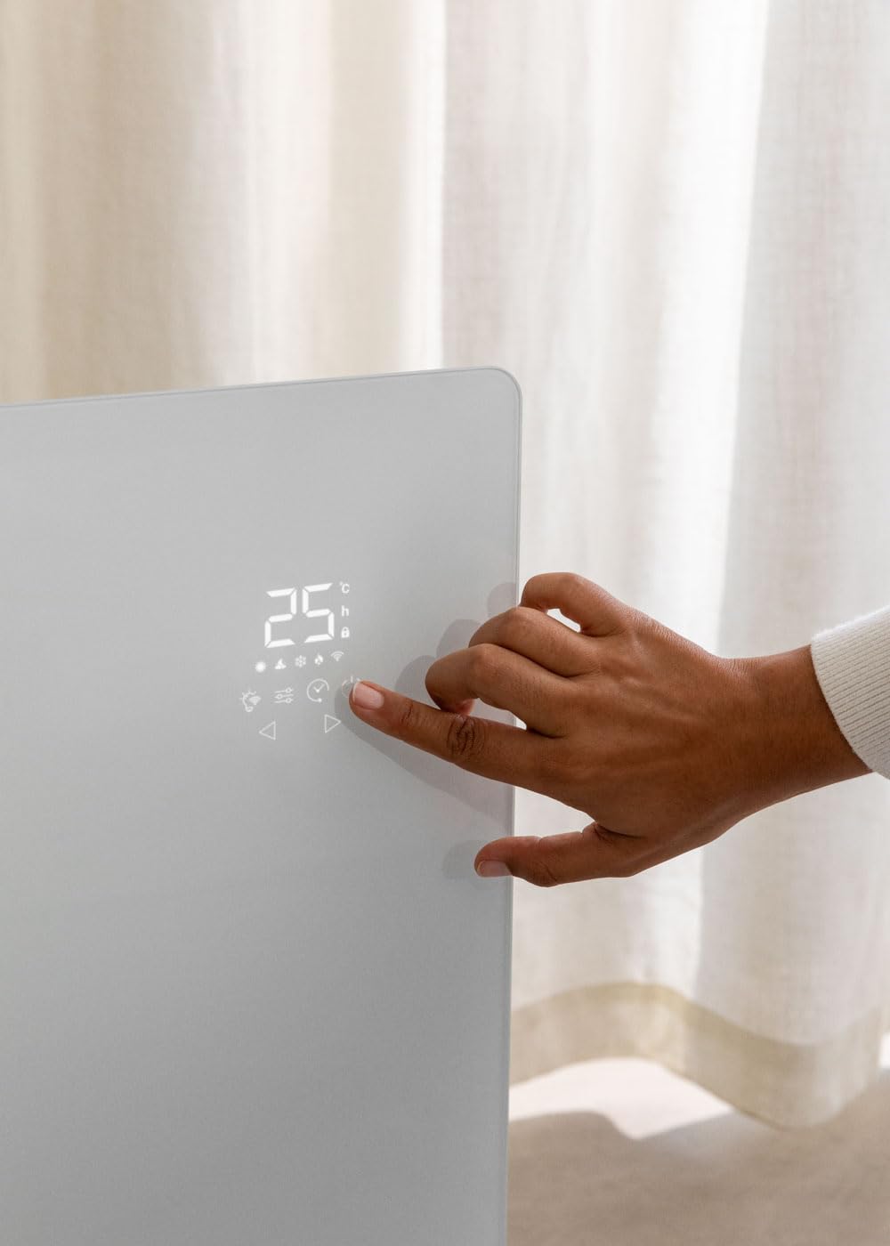 CREATE/WARM CRYSTAL/Termoconvettore elettrico in vetro bianco, 2000W, LED touchscreen, sistema di sicurezza, IP24