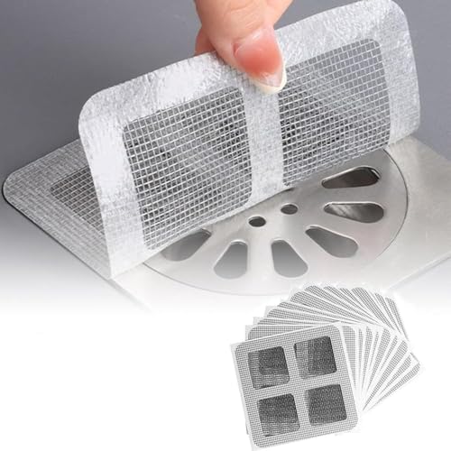 Shower Drain Cover Hair Catcher Shower Drain Mesh Stickers Bathroom Laundry Bathtub Kitchen Sink for Human and pet Hair (10 PCS)