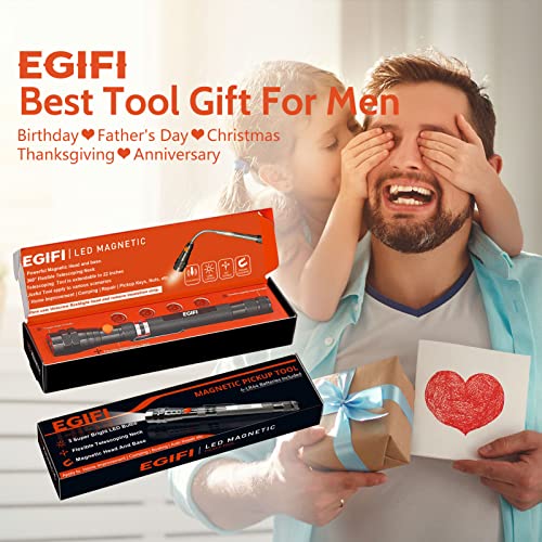 Gift For Men Led Magnetic Pickup Tools, Telescoping Magnetic Flashlight Pick Up Stick Cool Gadget, Unique Birthday Gifts For Dad, Husband, Boyfriend, Him, Gray #TOP5