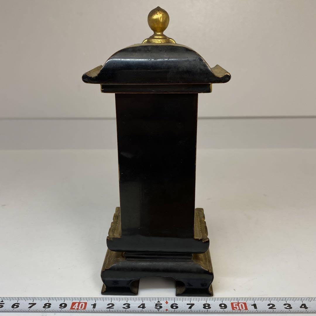 Amazon.co.jp: 江戸時代 木製厨子入仏 高さ18cm 仏壇 仏具 仏像