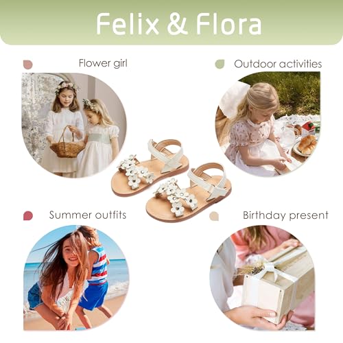 Image of Felix & Flora Toddler Girl Sandals -Flower Girl Dress Shoes Open Toe Little Kid Flats