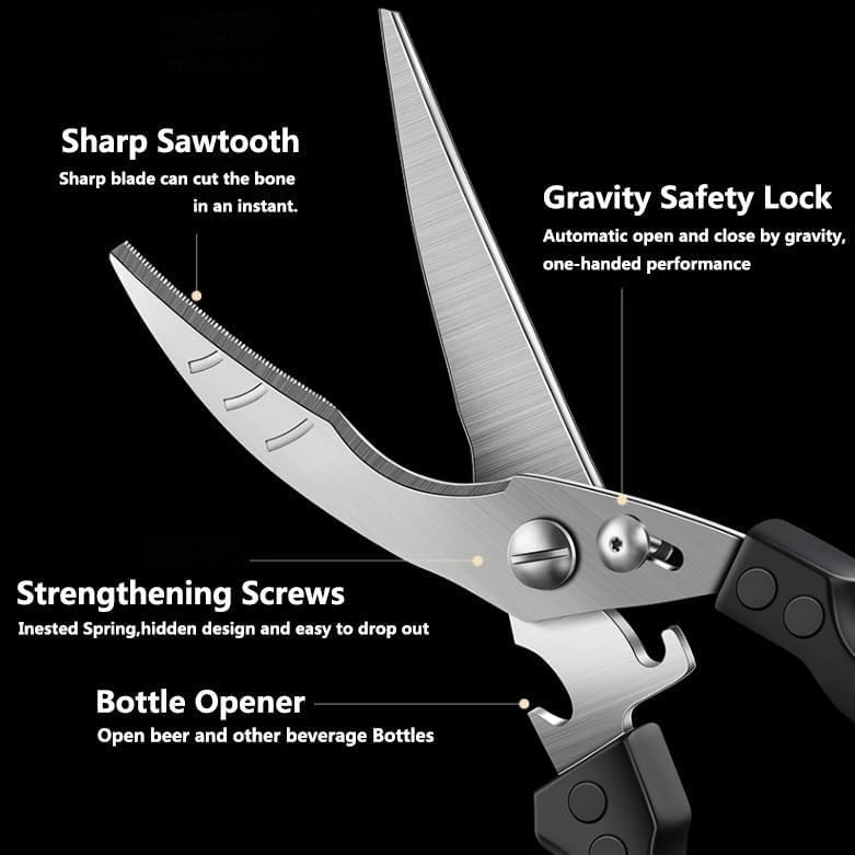 Heavy Duty Kitchen Chicken Shears With Anti-Slip Handle & Safety Lock Rust Proof Bone Cutting Scissors for Cutting Chicken & Chopping Vegetables