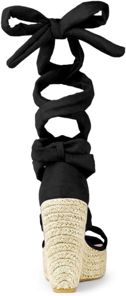 Allegra K Women's Espadrilles Platform Sandals Lace Up Open Toe Wedges Heels - Image 4