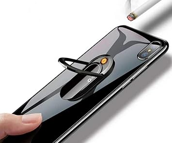 NYTRYD Cigarette Lighter Rechargeable Mobile Phone Bracket Lighter,for All Mobile Phone Lighter with Phone Ring Stand Holder Finger Grip 360 Degree for Camping Indoor Outdoor Electronic Lighter
