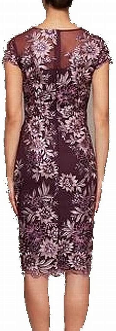 Alex Evenings Womens Short Knee Length Floral Embroidered Cocktail Sheath, Wedding Guest Dress, (Petite and Regular Sizes) - Image 2