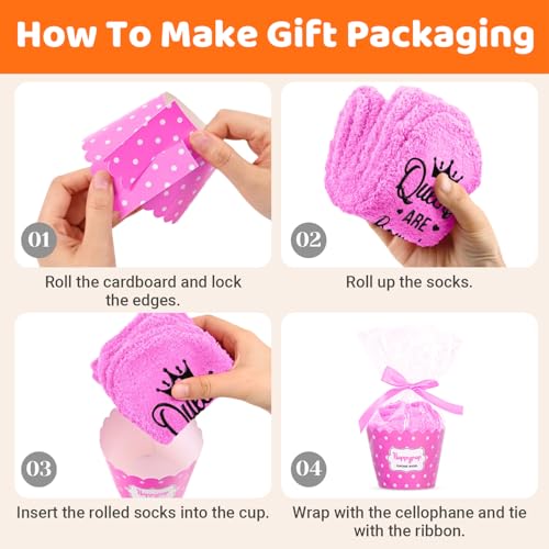 Image of HAPPYPOP Birthday Gifts Ideas for Women - January February March Birthday Socks in Pink