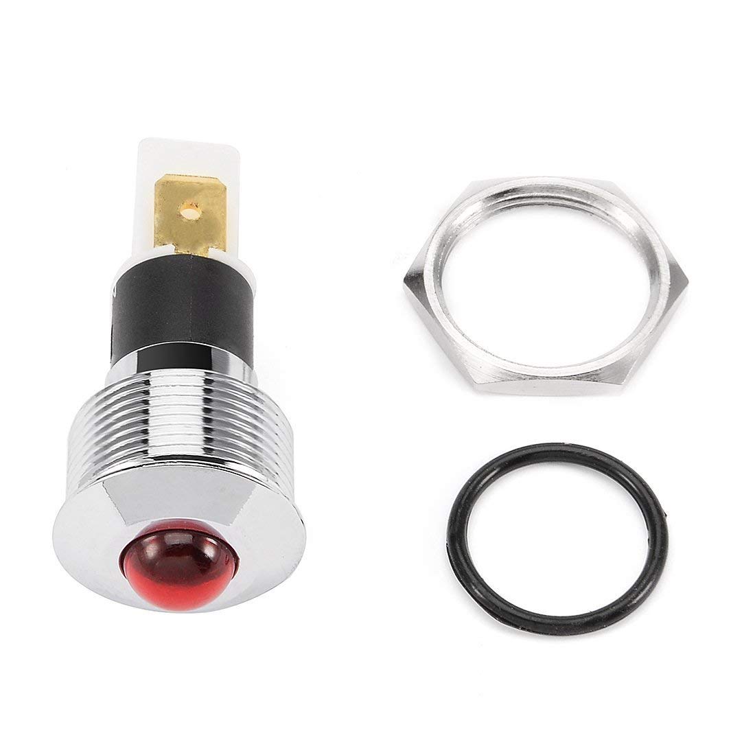 KTM Healthcare® Red : DC 12V 19mm Thread Push-in Mount Stainless Steel Red LED Signal Indicator Light-image-18