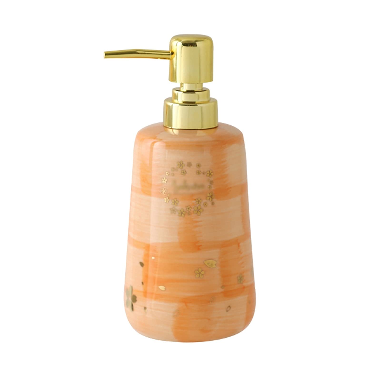 HDBCYUAZ Soap Dispenser Ceramic Manual Lotion Bottle Shampoo Dishwashing Soap Dispenser for Bathroom and Kitchen Countertop Decoration Pump Bottle 400ml / 14.1oz Dispenser for Hand Soap(Orange)